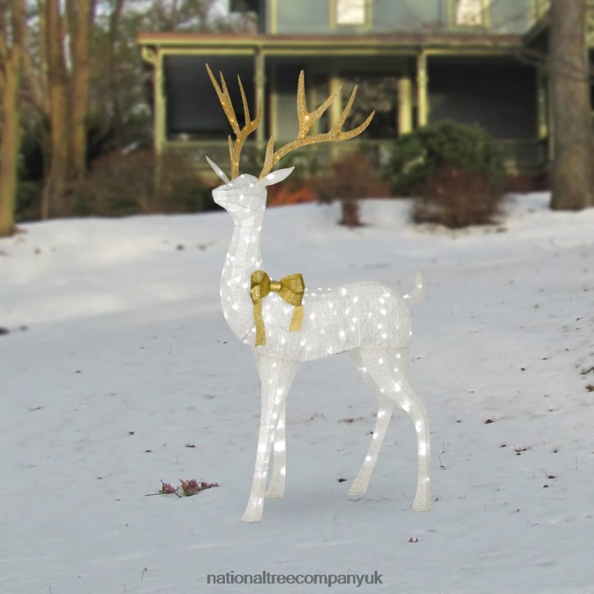 decoration | National Tree Company 86\ Pre-lit Crystal White Standing Buck F2L4F605